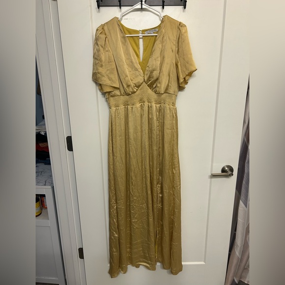 Baltic Born Dresses & Skirts - Baltic Born Prague Satin Maxi Dress in Mustard